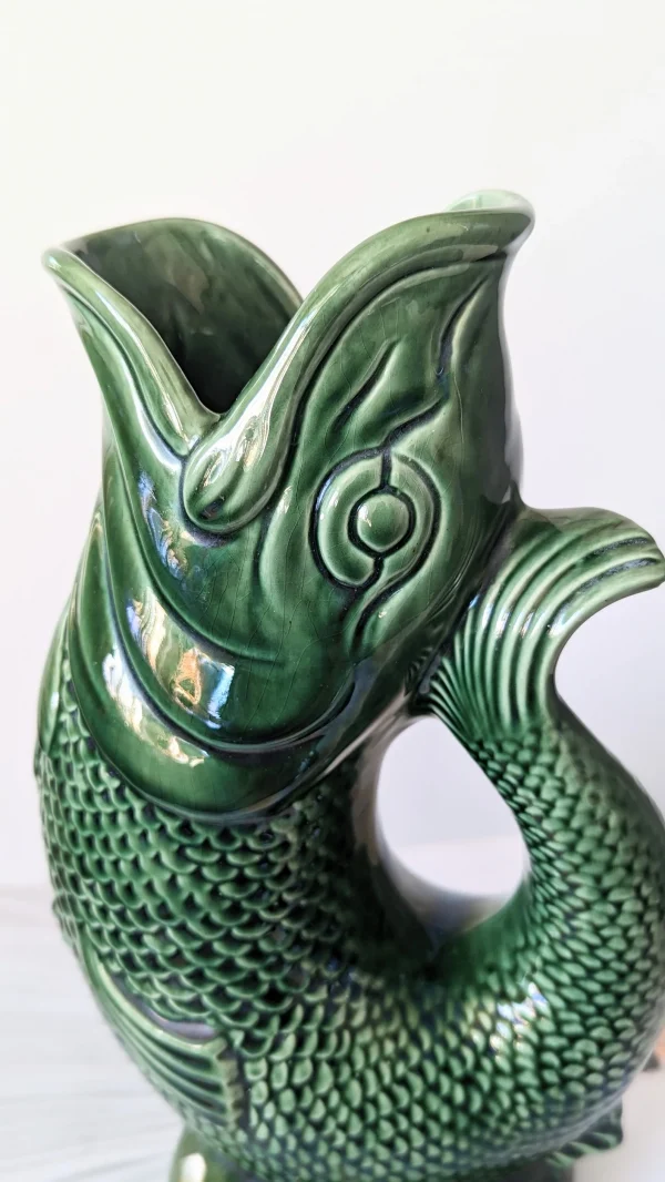 Dartmouth Pottery Medium Green Fish Gurgle Jug - Image 2