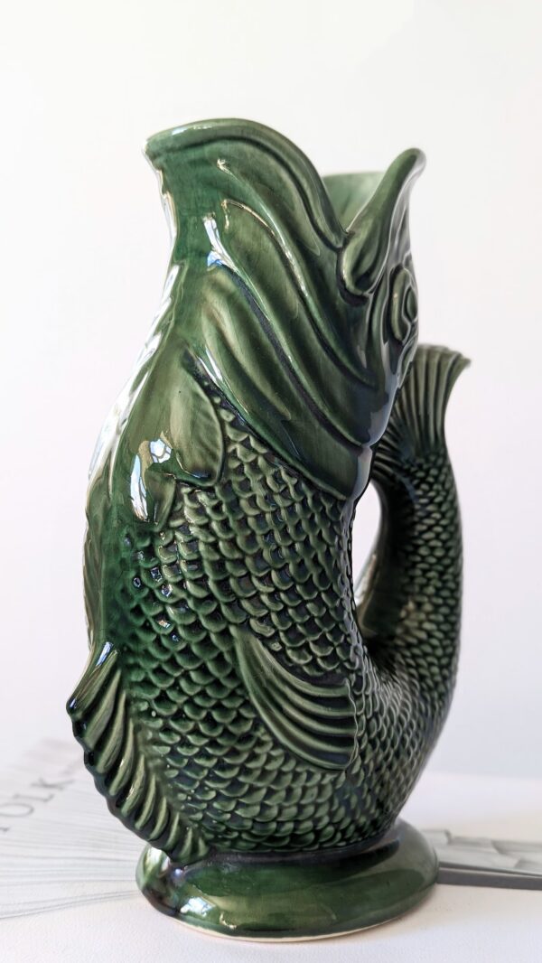Dartmouth Pottery Medium Green Fish Gurgle Jug - Image 7