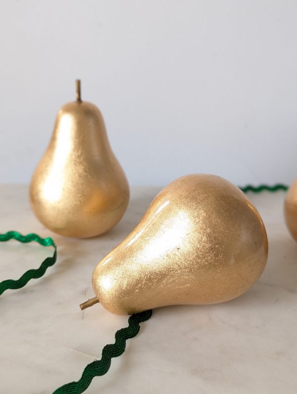 Gold Fruit Pear Christmas Ornaments, Set of 3 - Image 7