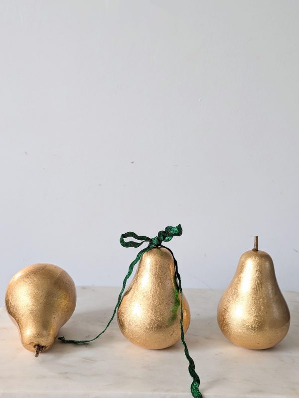 Gold Fruit Pear Christmas Ornaments, Set of 3 - Image 4