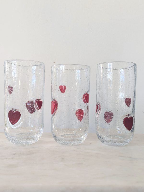 Anthropology Tall High Ball Red Heart Bubble Glasses, Set of 3 - Image 2