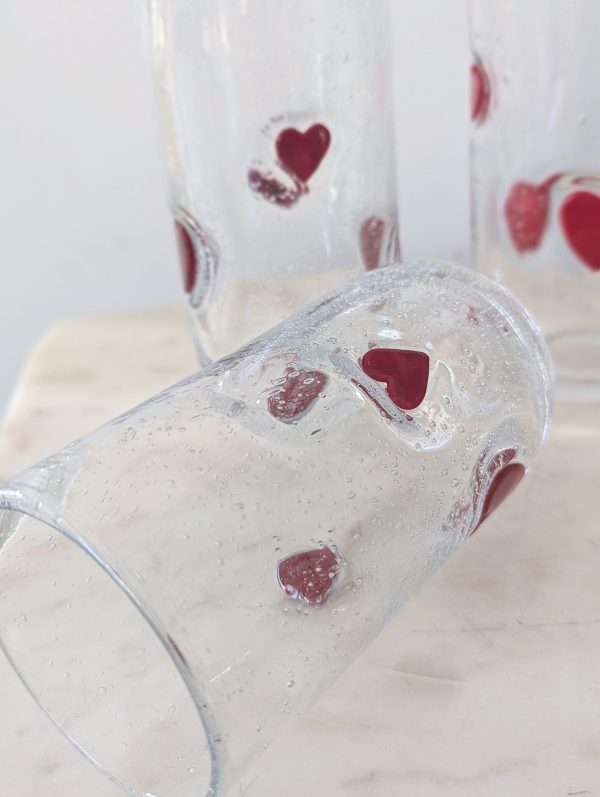 Anthropology Tall High Ball Red Heart Bubble Glasses, Set of 3 - Image 4