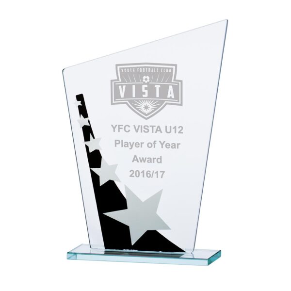 Mega Star Jade Glass Award Black & Silver 165mm