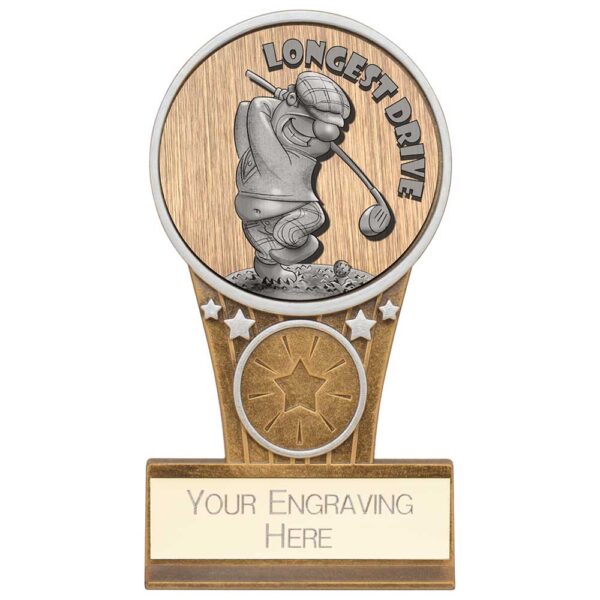 Ikon Goof Balls Longest Drive Award Antique Silver & Gold 125mm
