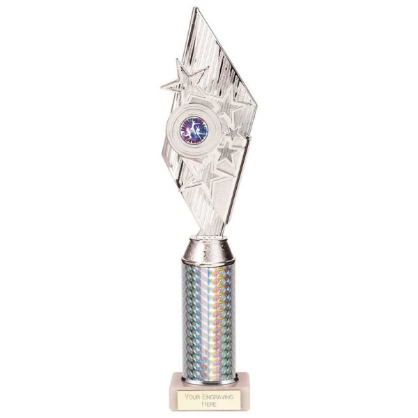 Pizzazz Plastic Tube Trophy Silver 375mm