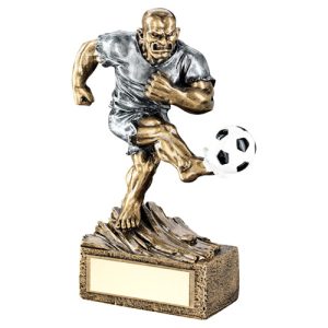 BRZ/GOLD PLAYER OF THE MATCH MINI CUP WITH FOOTBALL INSERT AND PLATE - 3.75in