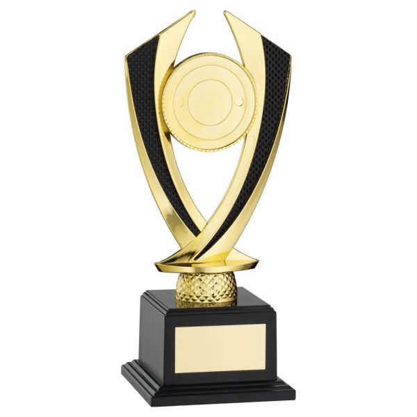GOLD/BLACK  'DIAMOND' HOLDER ON BASE (2in CENTRE) - 8.25in