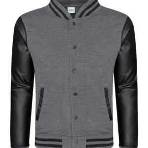 Just Hoods By AWDis – Men’s 80/20 Heavyweight Urban Letterman Jacket with Leather Sleeves