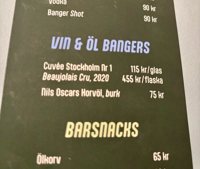 Cuvée Stockholm Nr 1 på Bangers i Stockholm