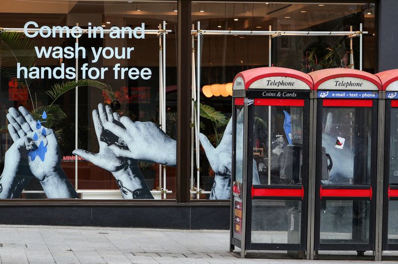A sign in the window of a Lush store in Liverpool offering a free hand wash service, source Bristol Post