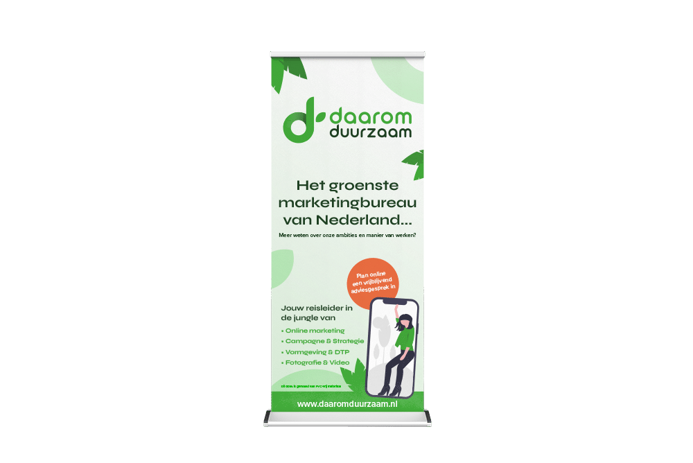 Rollup Banner Daarom Duurzaam: pvc vrije banner