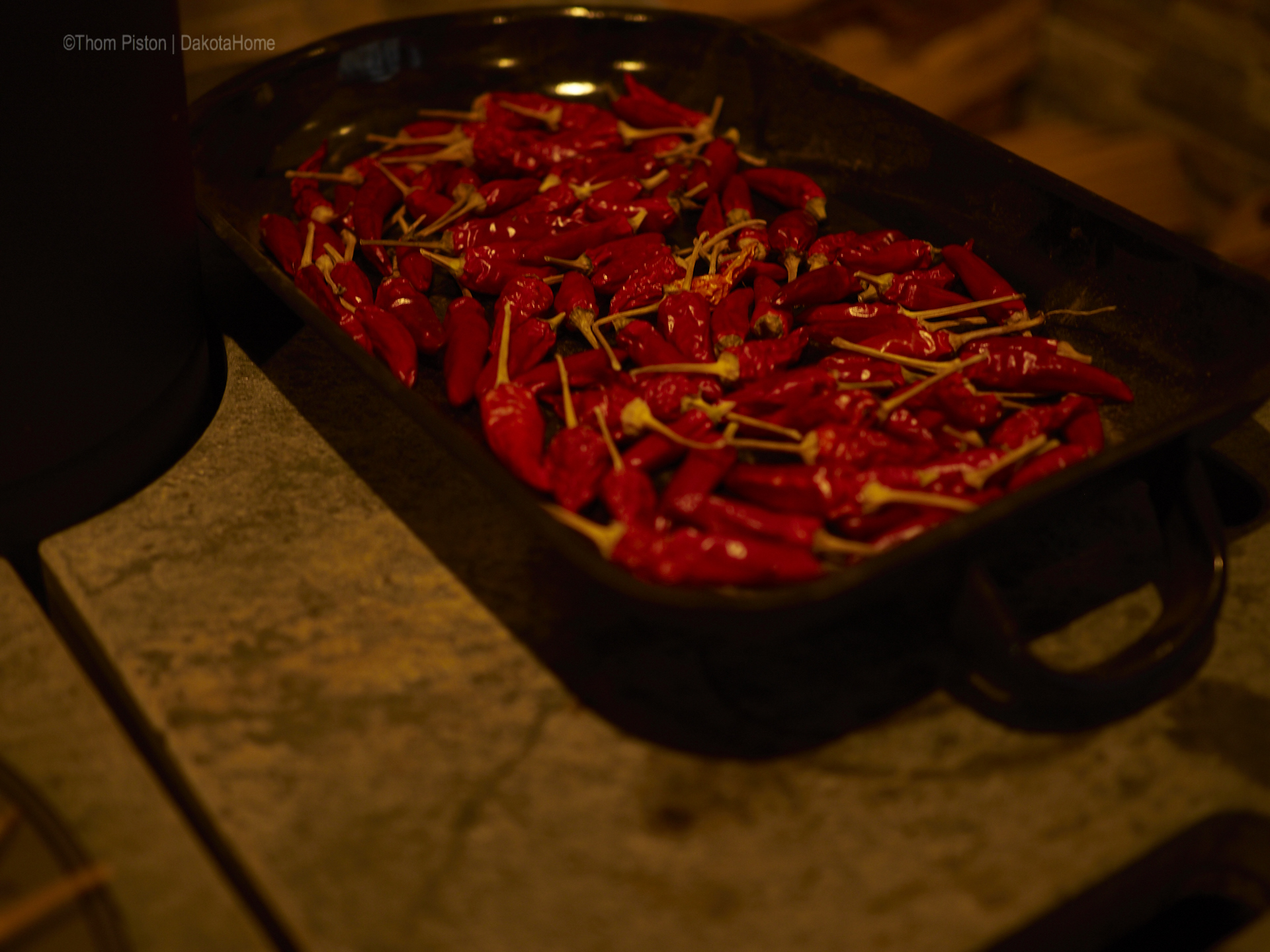 Chillis auf dem Kamin ..trocknen etwas zu schnell...