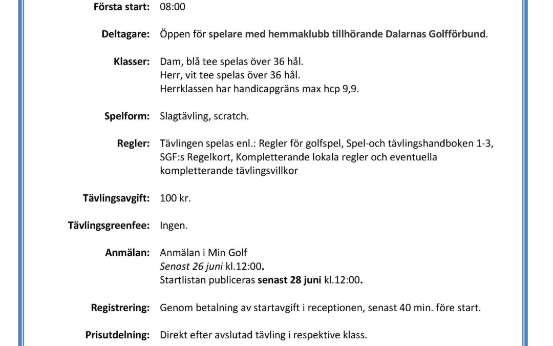 DM seniorer i Rättvik 1 juli 2023