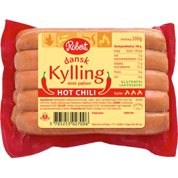 Robert Hot Chili Kylling Mini Pølser 300g