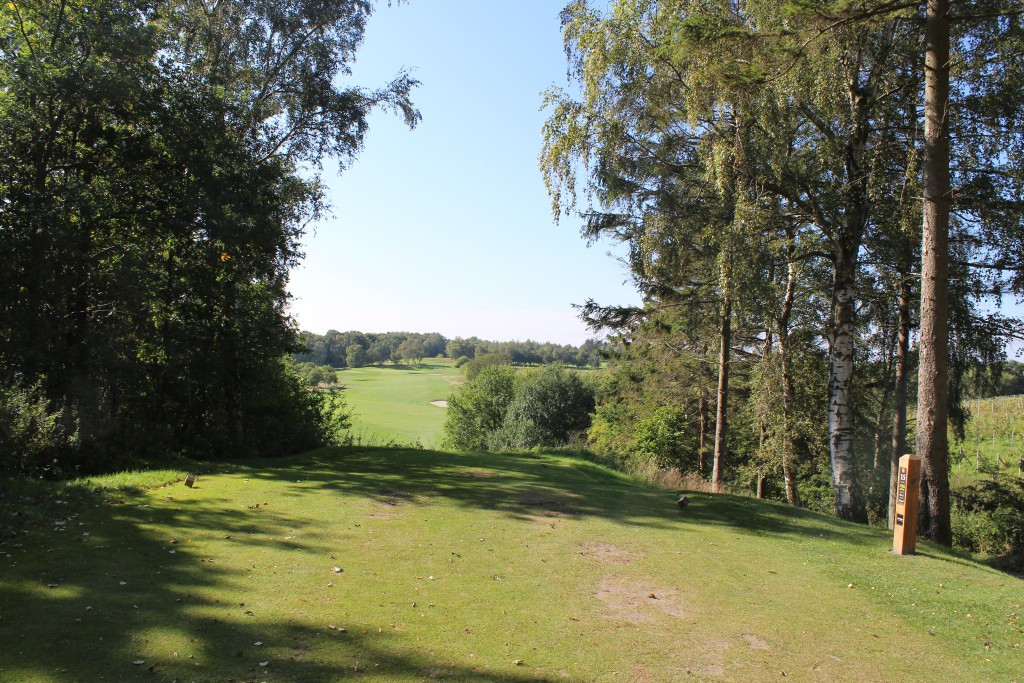 Hul 15, par 5. Herre teested på Arrebnakke højdedrag. Foto i retning vest sensommeren 2014 af Erik K Abrahamsen