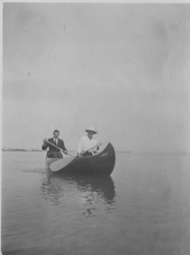 Royal danish family with friends in canoes on Kattegat Sea close to summer residens "KLitgaapden" at the coast of Kattegat. 