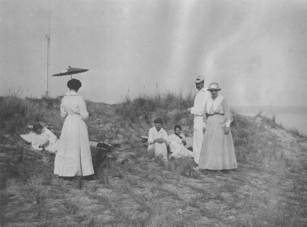 Royal Danish Family and friend recreated in dunes at Kattegat Sea and close to royal summer residence Klitgaarden, Skagen. Phot by Laurits Tuxen