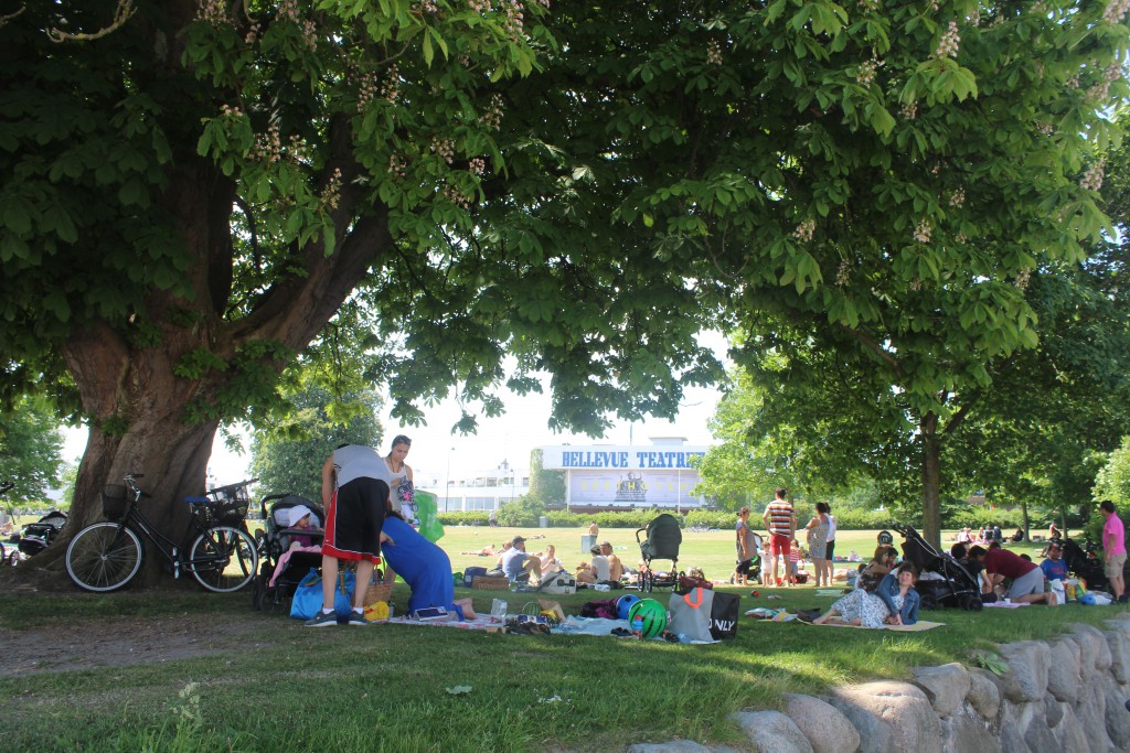 Relaxatin and picnic under the tree on Bellevue Beach. Photo in direction Bellevue Theater by Arne Jacobseb. Ph