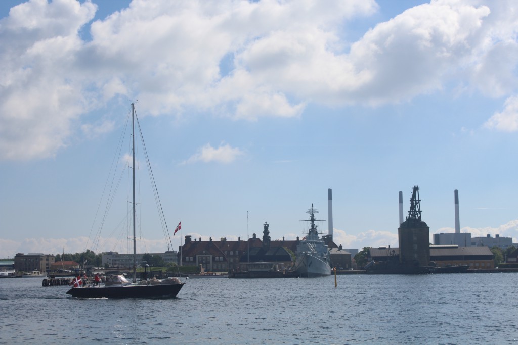 View to Naval Base Holmen built 1880-1989. Mastekranen built 1749. Museum ship Heluf Troll buil 1965. Photo
