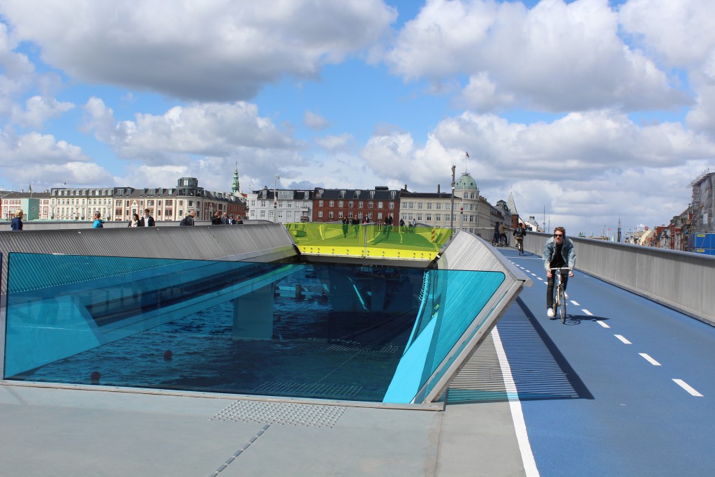 New Inderhavnsbroen - bike-, run and walk glide bridge between Nyhavn and Christianshavn in Cop