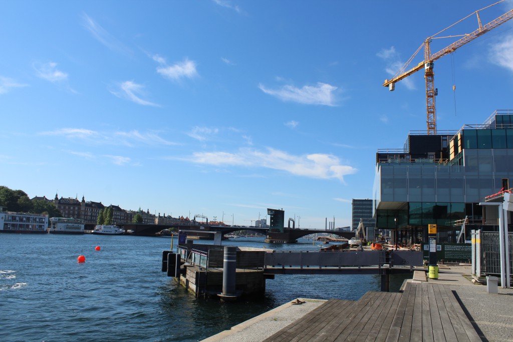 Copenhagen Inner Harbour. View to bridge "Langebro". at right new building built by REALDANIA on Christians Brygge. Photo in direction west 25. august 2016 by Erik K Abrahamsen.