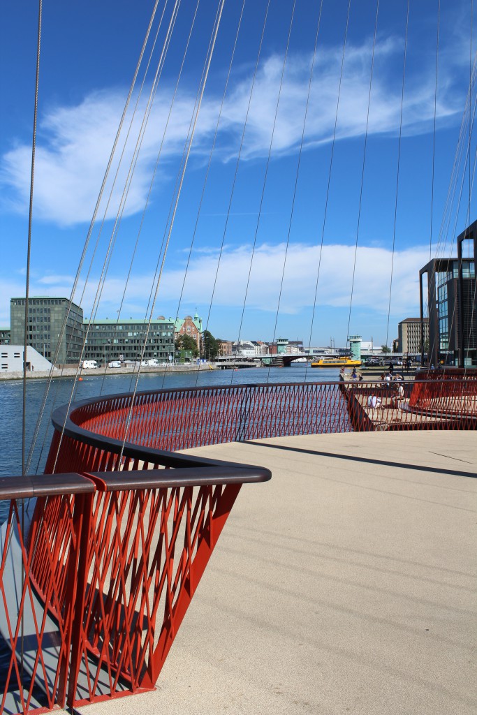 Cirkelbroen - Circle bridge open 2015. Vue in direction east on s Chrisyianshavn on south side of Copenhagen Unnder Harbour