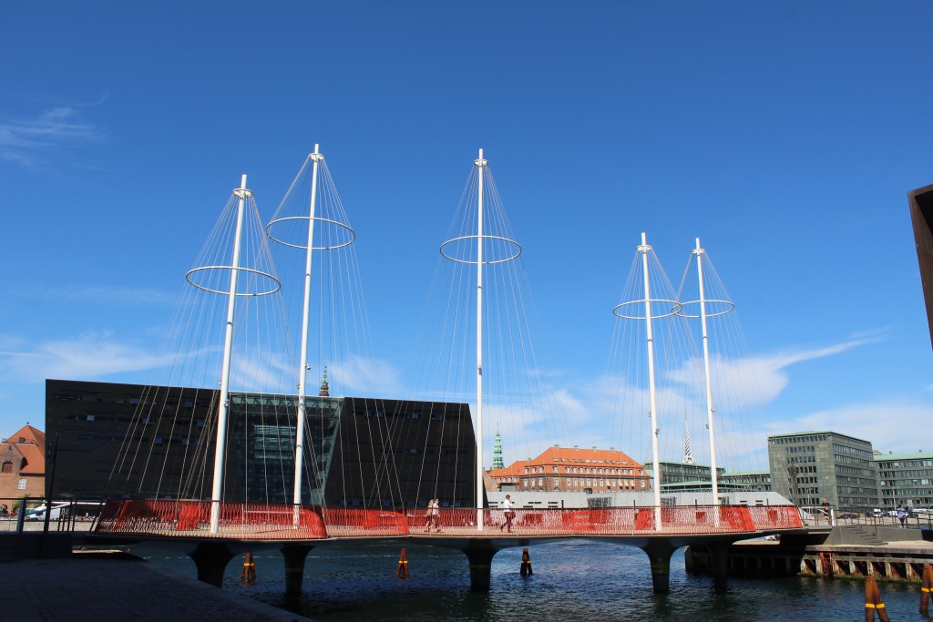 Cirkelbroen open 2015 - Circle Bridge by artist Olafur Eliassen passing Christianshavn Canal go so