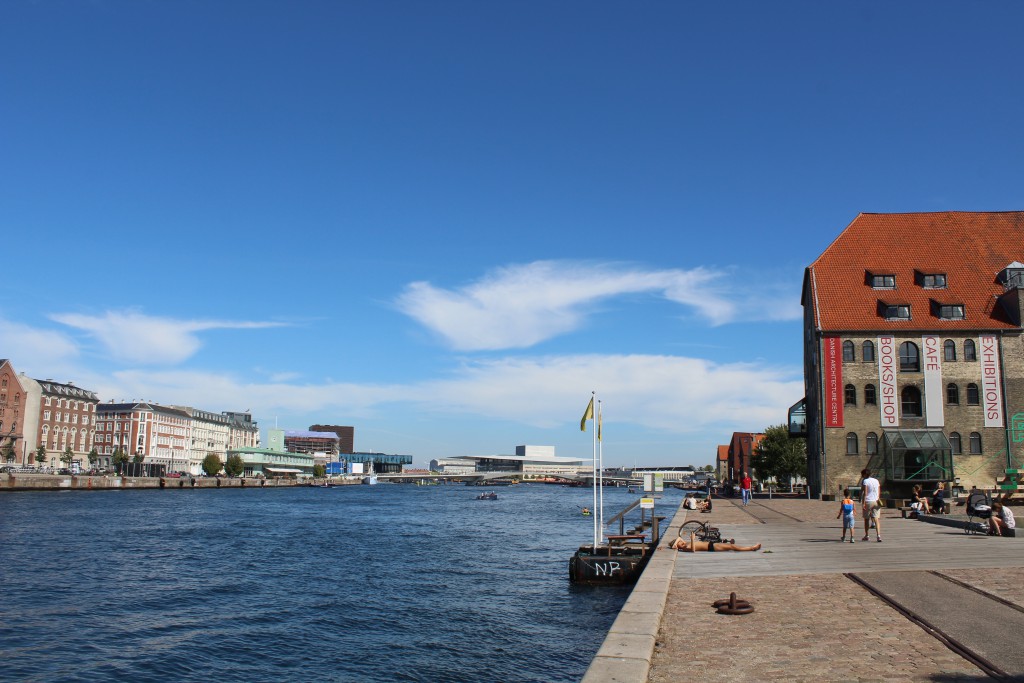 Copenhagen Inner Harbour. At right Royal Navy Old Dock 1737-1872, H. C. Tcherning Store House built 1882 and today Danish Archtecture Center DAC. Photo in direction 