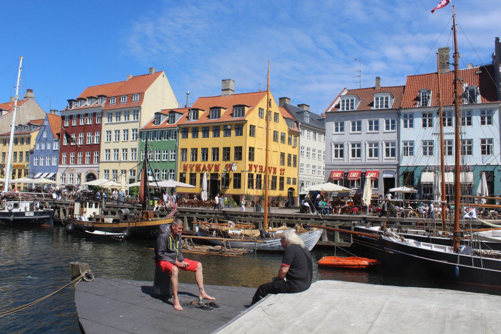 Nyhavn canal, Relaxatin on a boat in the canal. Photo in direction to "Sunny Side " of Nyhavn midday 6. june 2016 by Erik K Abrahamsen.