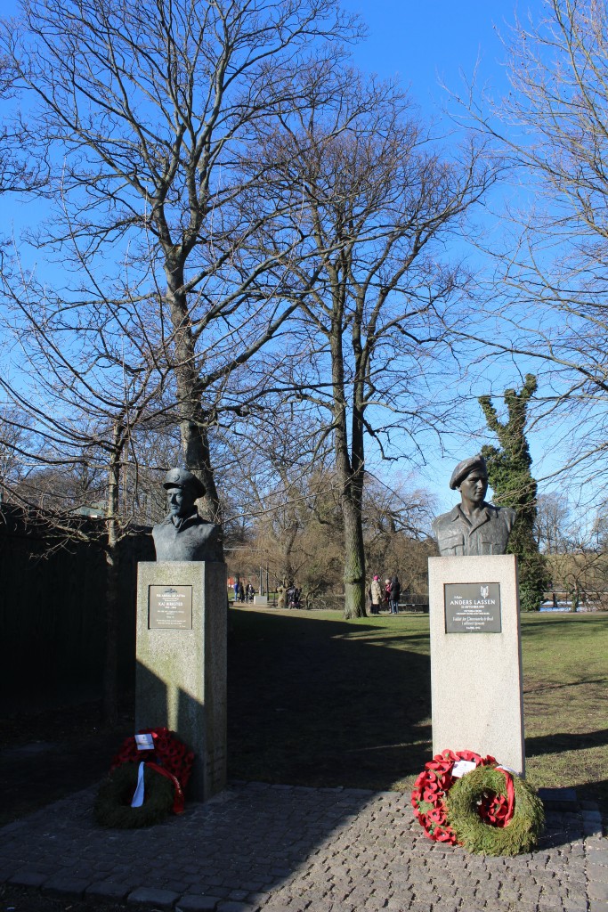 Churchil park with scuplturs of 2 danish resistance oldies under 2. World War. Photo 22. february 2018 by erik K Abrahamsen.