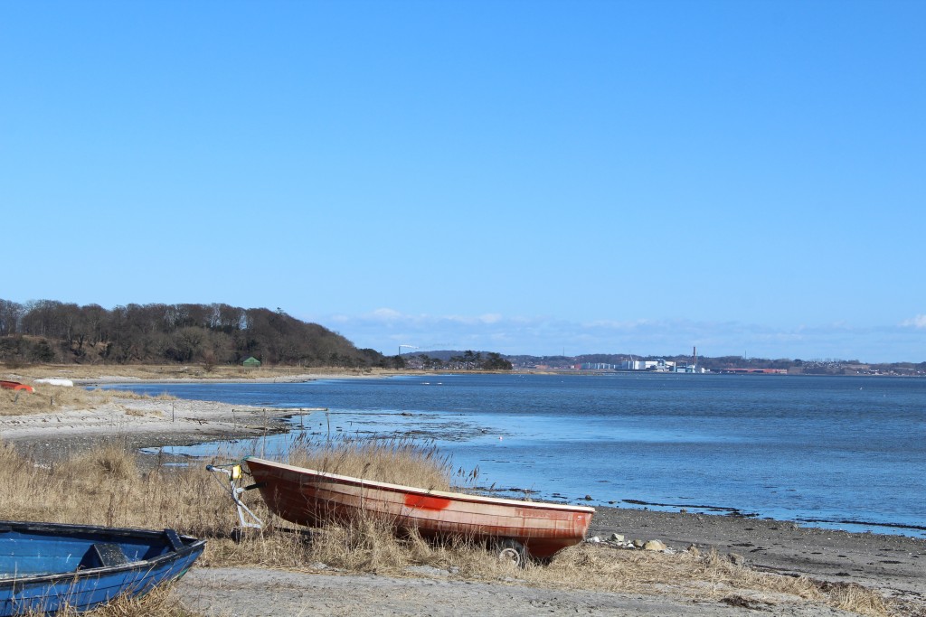 Sølager. Udsigt i retning øst mod Grønnemose Skov med den høje gran, Frederiksværk og oskilde Fjord. Foto den 20. marts 2018 af Erik K abrahamsen.