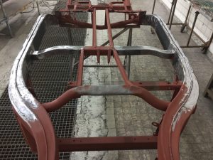 MGA chassis frame restoration welding