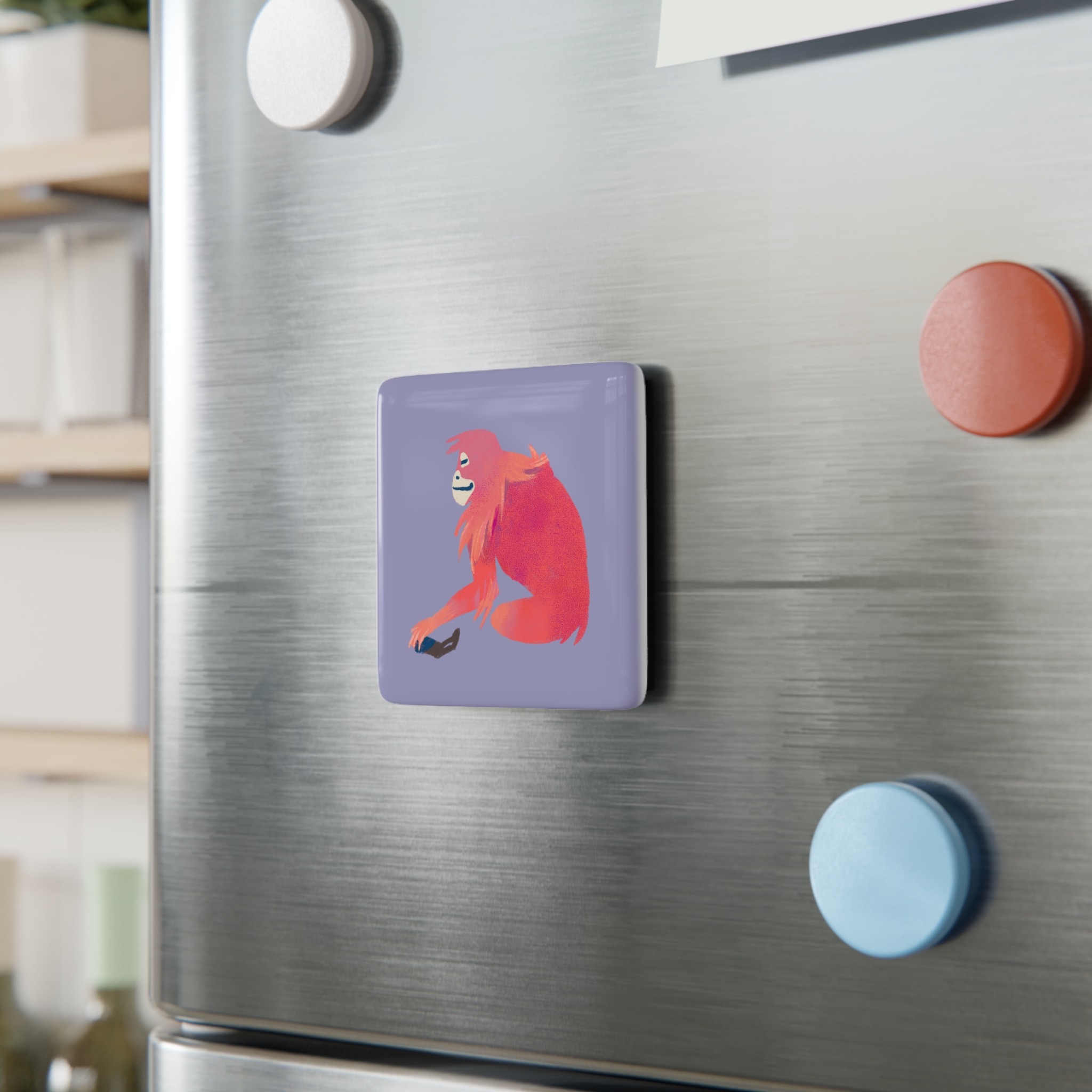 kvadratisk porslinsmagnet med skogsmotiv – unik present till henne, art print miniature by Dani Milli