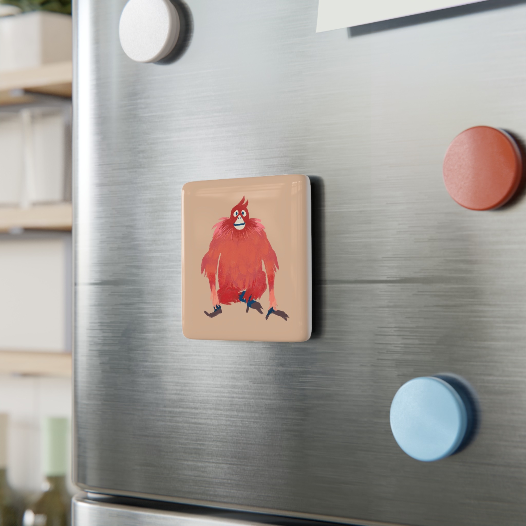 kvadratisk porslinsmagnet med skogsmotiv – unik present till henne, art print miniature by Dani Milli
