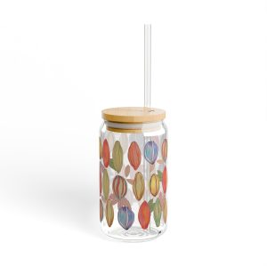 Colorful Floral Sipper Glass, 16oz – Eco-Friendly Drinkware for Summer, Beach Parties, Picnics, Gifts for Her, Hydration on the Go