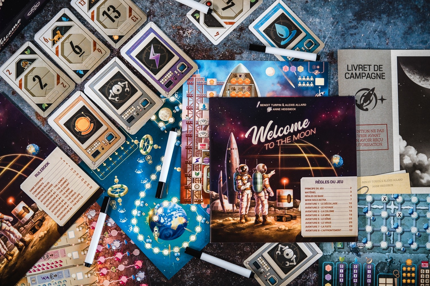 Welcome to the moon Blue cocker jeu de société boardgame 