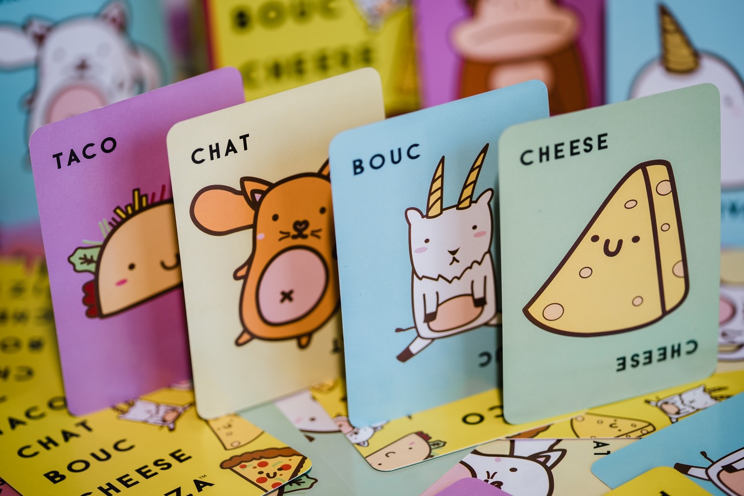 Taco chat bouc cheese pizza blue orange jeu de société boardgame tribuo