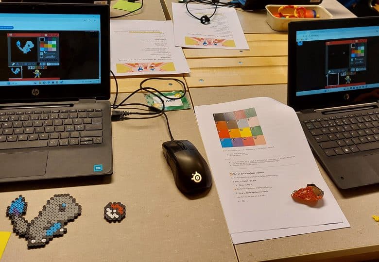 Workshop med pärplattor och datorer