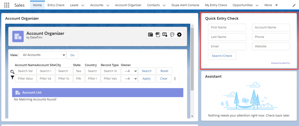 DataTrim Entry Check – Extras: Quick Entry Check