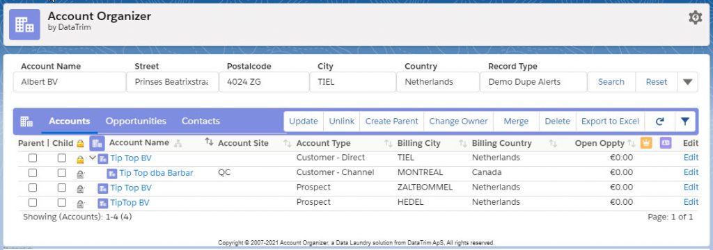 Hierarchy + orphan account not yet linked