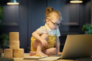 girl working on a computer