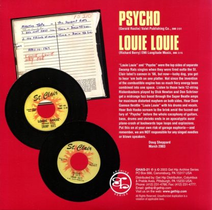 SWAMP RATS: Psycho / Louie Louie 7" back cover