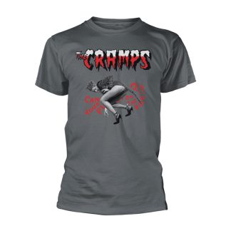 THE CRAMPS Can Your Pussy Do The Dog? design in a charcoal t-shirt