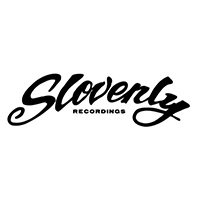 Slovenly Recordings logo in black and white.