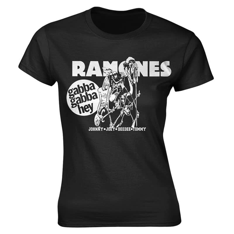 Ramones Gabba Gabba Hey Cartoon Girlie T-shirt Black