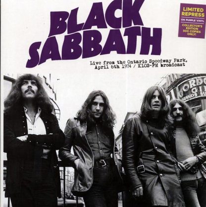 Limited repress of BLACK SABBATH Ontario Speedway Park Broadcast 1974 album in LP format on purple vinyl.