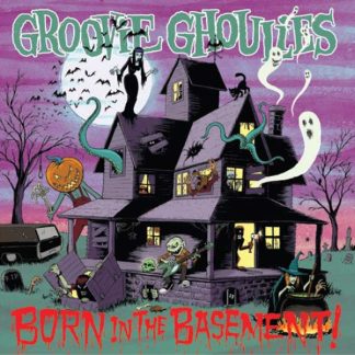 GROOVIE GHOULIES Born In The Basement album in LP format on a neon and white galaxy effect vinyl.