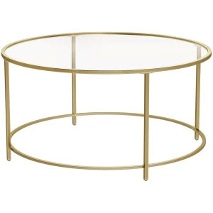 Pyöreä Sohvapöytä - Lasinen sohvapöytä - kulta - 84 cm