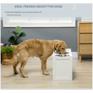 Ruokateline suurille koirille 2x2 litran kulhot matto - vedensyöttölaite 63 x 30 x 24 cm ruostumaton teräs