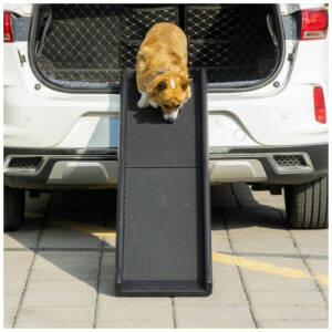 Autoluiska, kokoontaitettava, liukumaton pehmuste, muovia, musta, 155 x 39 x 14 cm